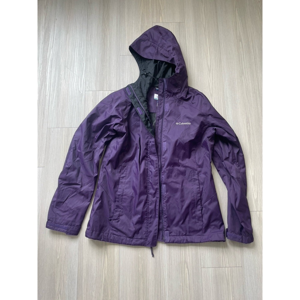 Columbia Women's Purple Rain Jacket Size Small Zip Pockets Hood Autumn